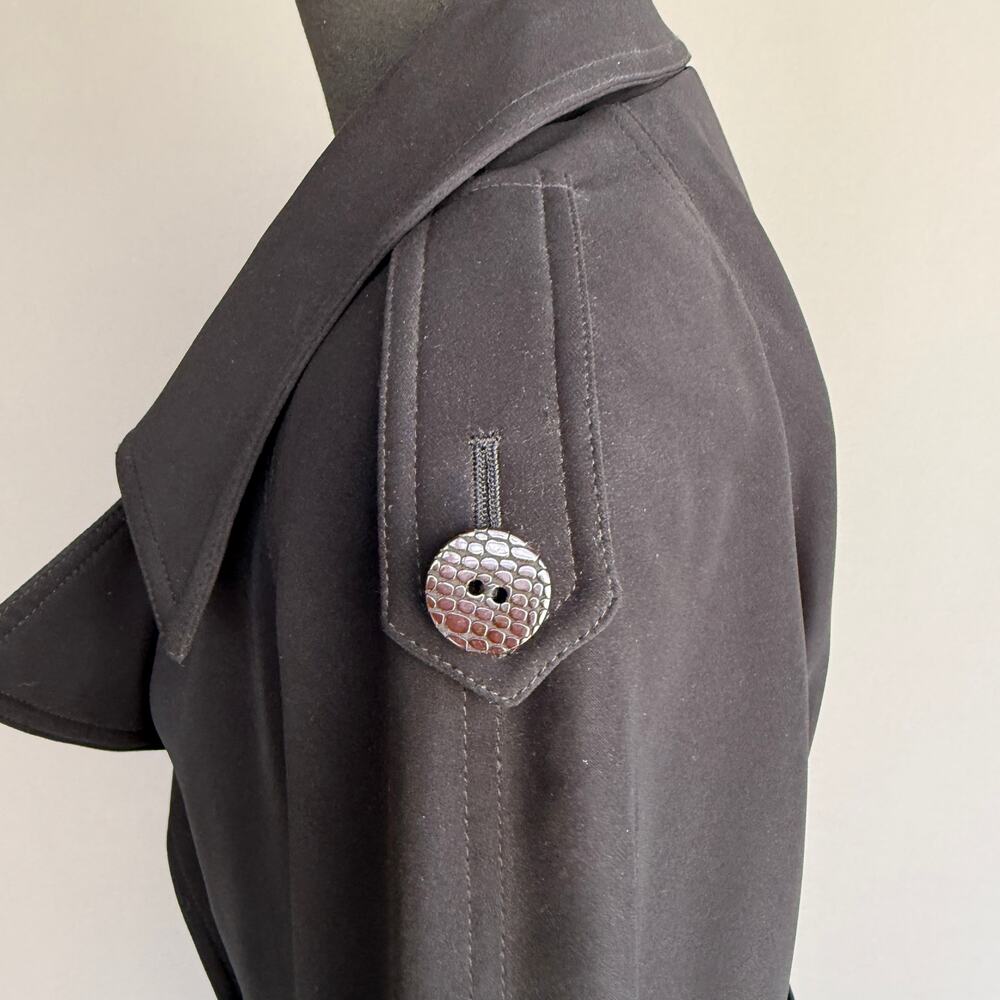 MYCRA PAC black Rain Coat  - Trench Double Breasted Classy EUC Sz 1 S/M - Picture 12 of 14